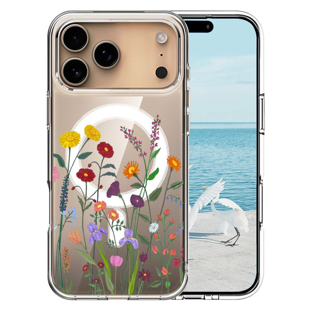 For iPhone 17 Pro Max Case Compatible with MagSafe Pattern Printing TPU PC Phone Back Cover - QHCX 008