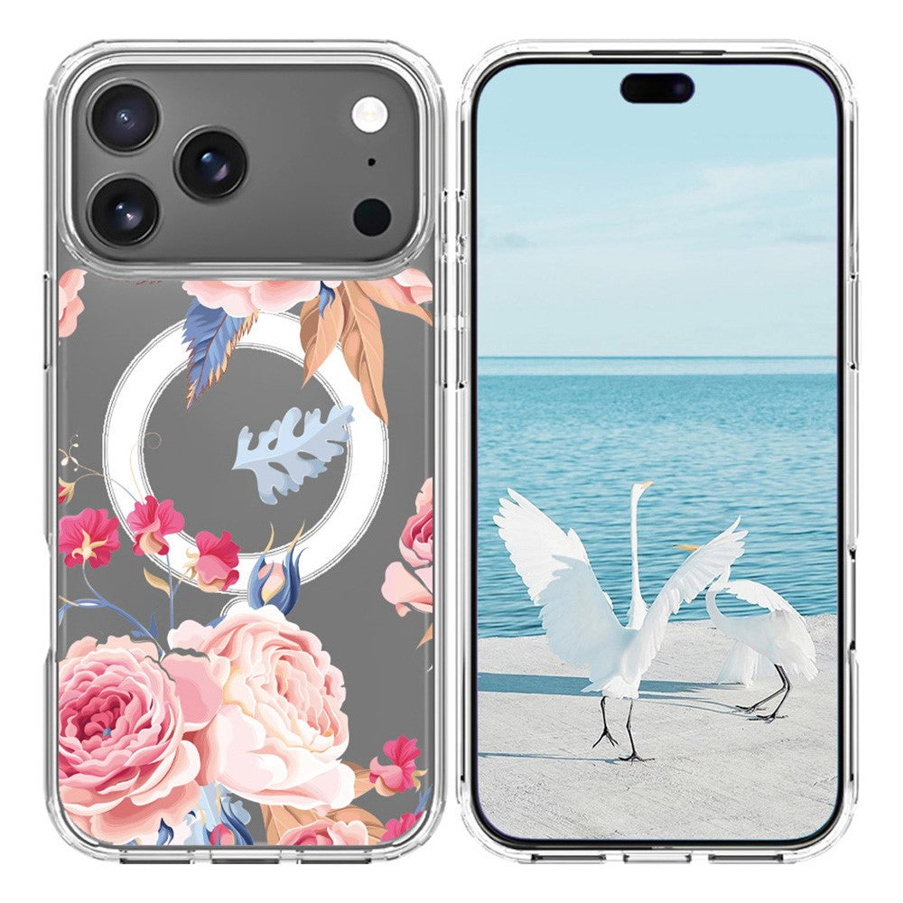 For iPhone 17 Pro Max Case Compatible with MagSafe Pattern Printing TPU PC Phone Back Cover - QHCX 018