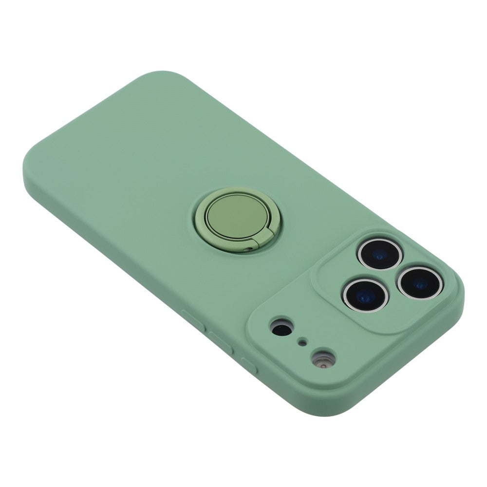 For iPhone 17 Pro Max Silicone Case with Strap Ring Kickstand Phone Cover - Green