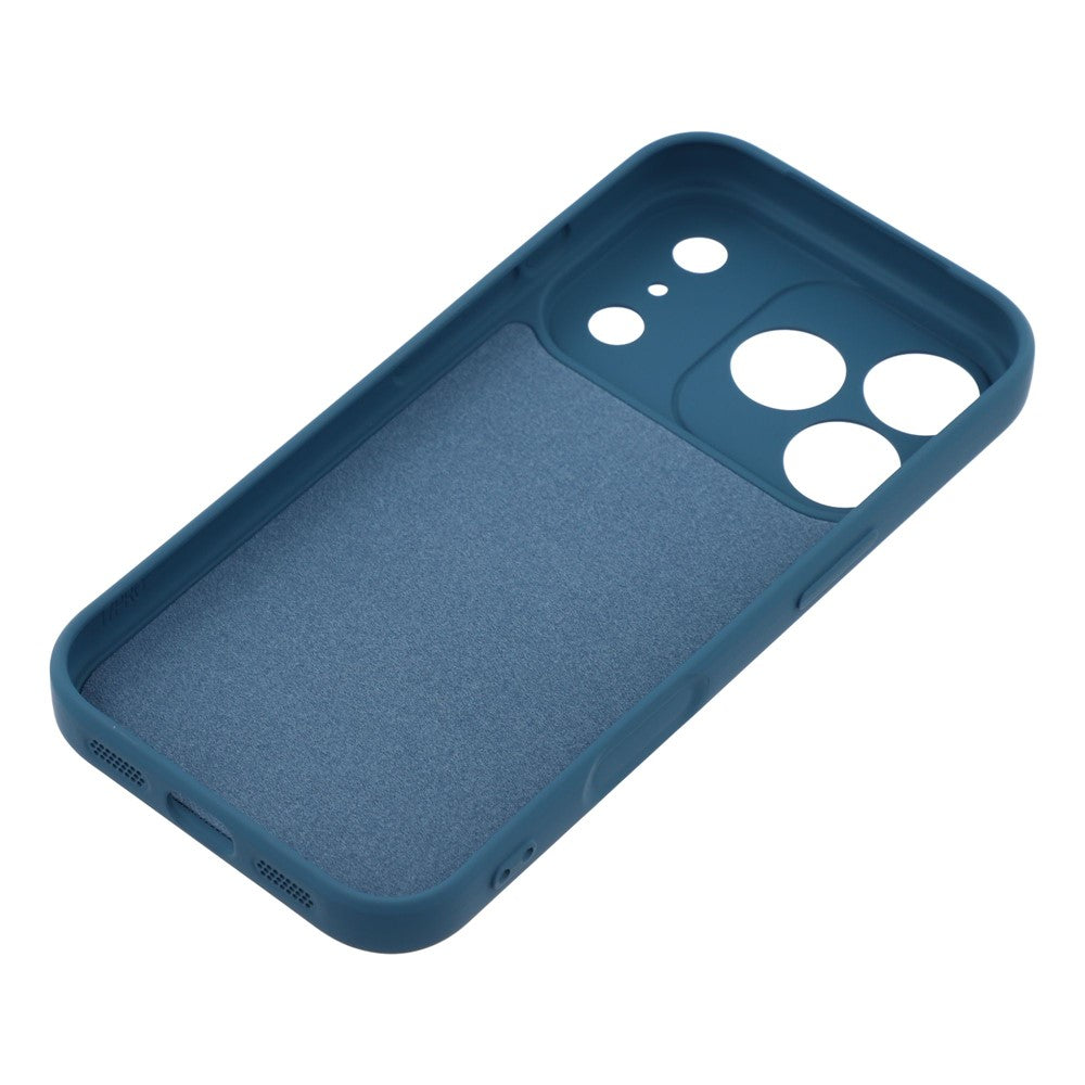 For iPhone 17 Pro Max Silicone Case with Strap Ring Kickstand Phone Cover - Midnight Blue