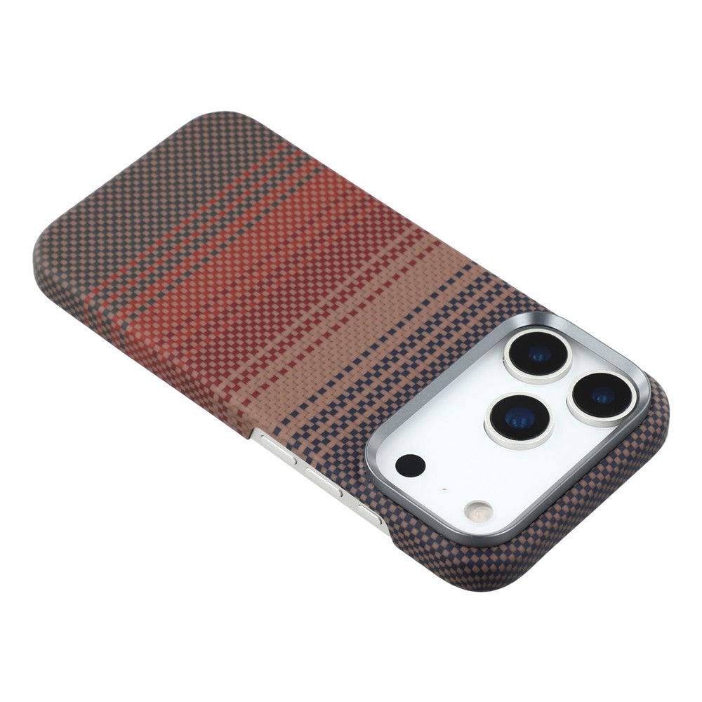 For iPhone 17 Pro Max Case Gradient Aramid Fiber Magnetic Phone Cover with Metal Lens Frame - Sunset Yellow