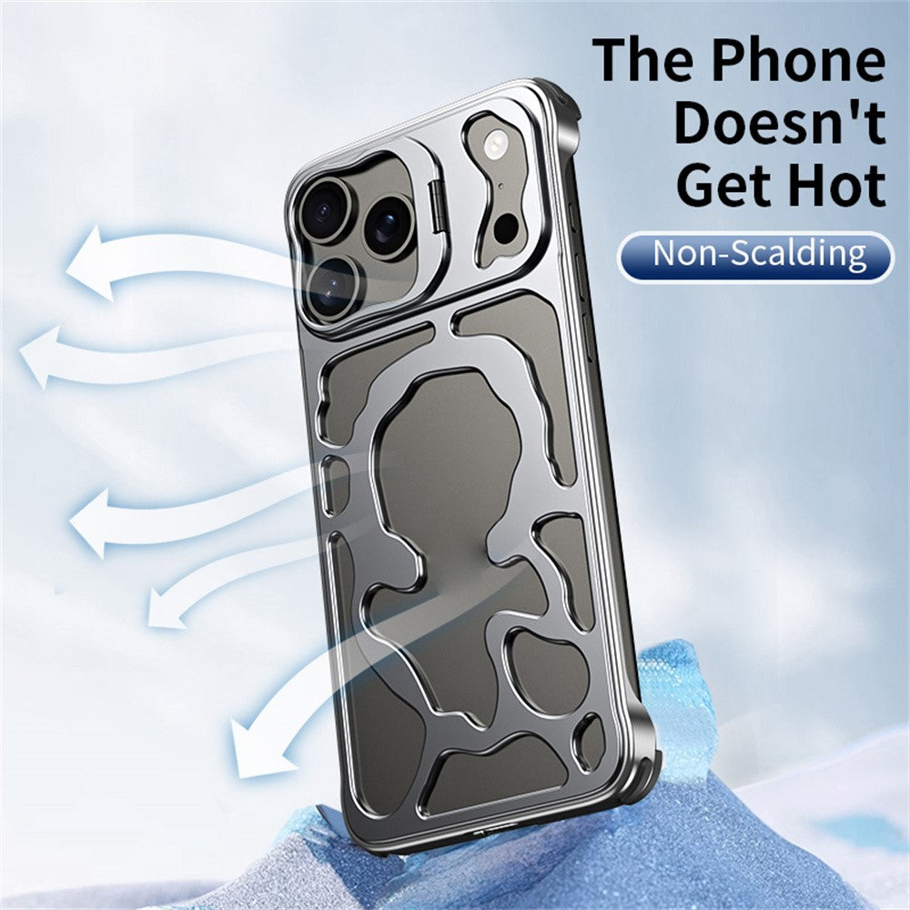 Auspicious Cloud Series For iPhone 17 Pro Max Hollow Case Aluminum Alloy Kickstand Magnetic Phone Cover - Grey