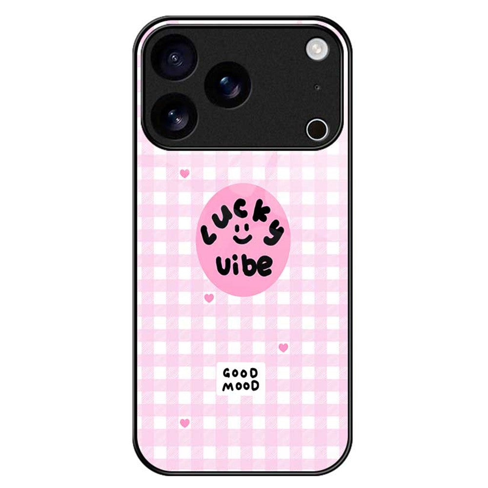 For iPhone 17 Pro Max Case PC TPU Tempered Glass Pattern Printing Phone Back Cover - B0118