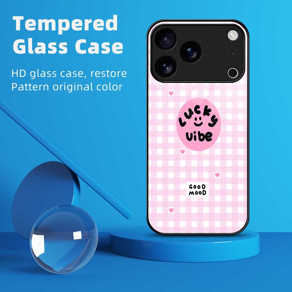For iPhone 17 Pro Max Case PC TPU Tempered Glass Pattern Printing Phone Back Cover - B0118