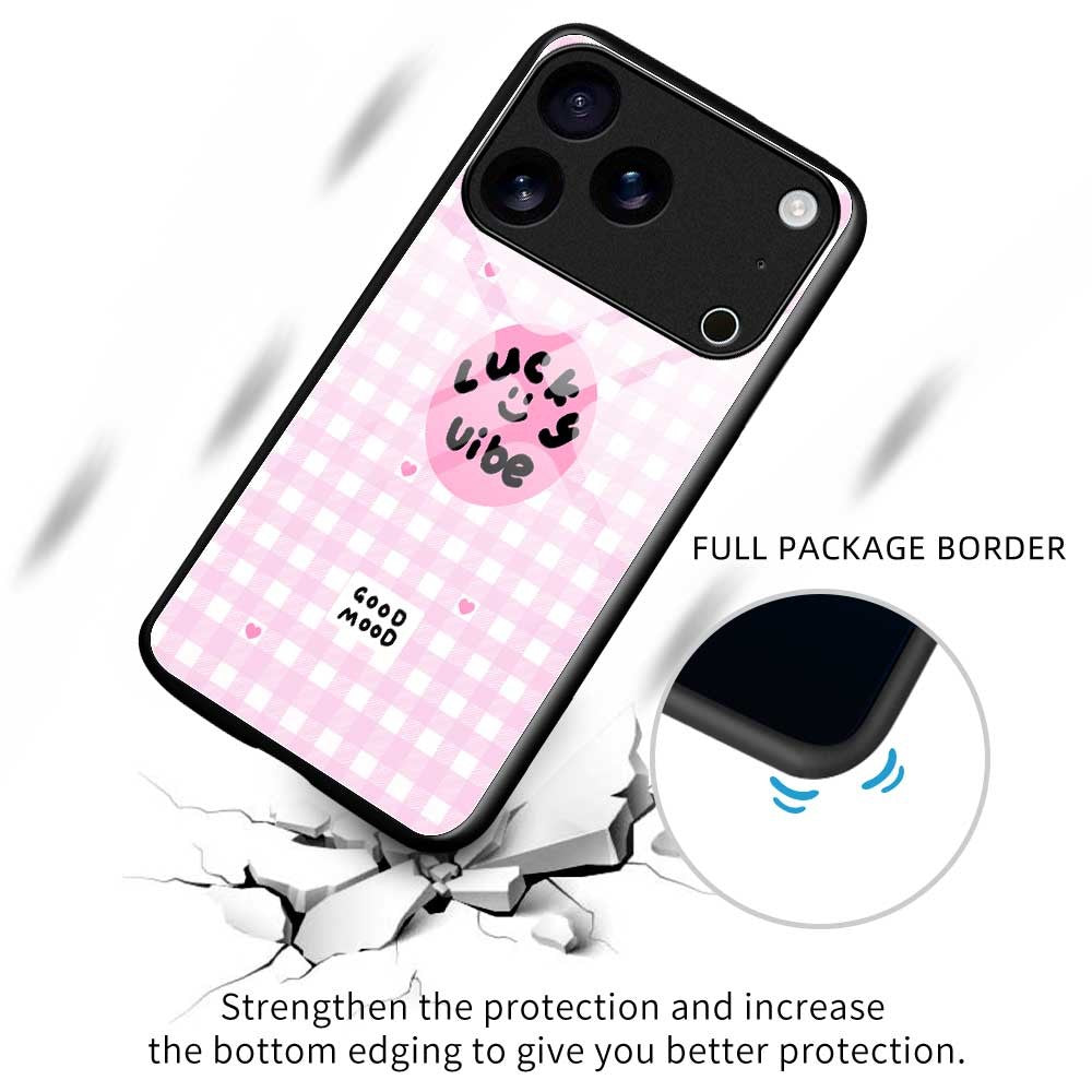 For iPhone 17 Pro Max Case PC TPU Tempered Glass Pattern Printing Phone Back Cover - B0118