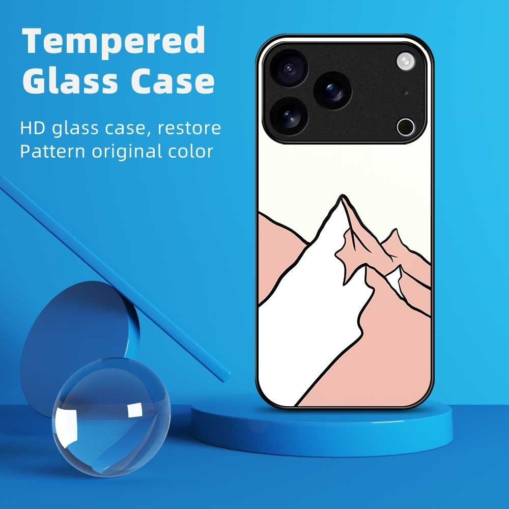 For iPhone 17 Pro Max Case PC TPU Tempered Glass Pattern Printing Phone Back Cover - B0119