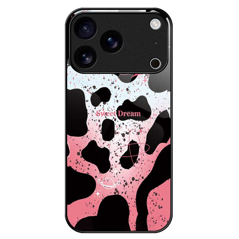 For iPhone 17 Pro Max Case PC TPU Tempered Glass Pattern Printing Phone Back Cover - B0121