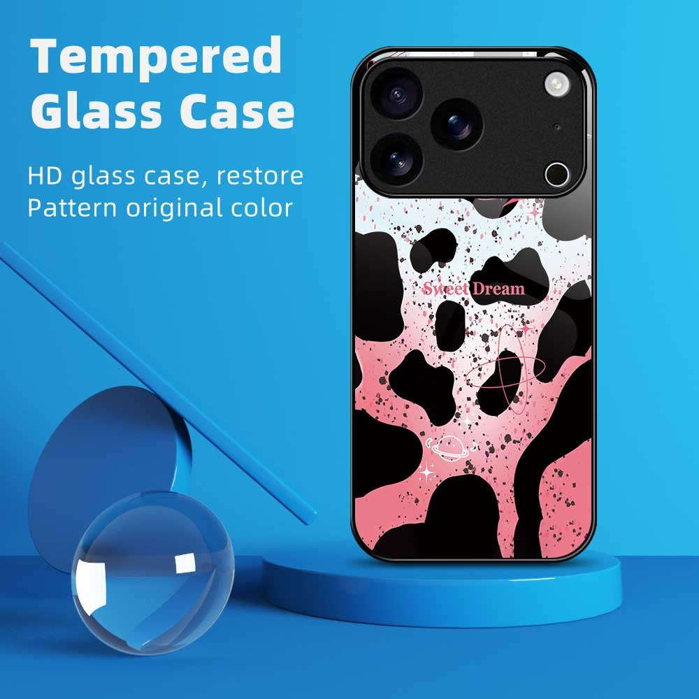 For iPhone 17 Pro Max Case PC TPU Tempered Glass Pattern Printing Phone Back Cover - B0121