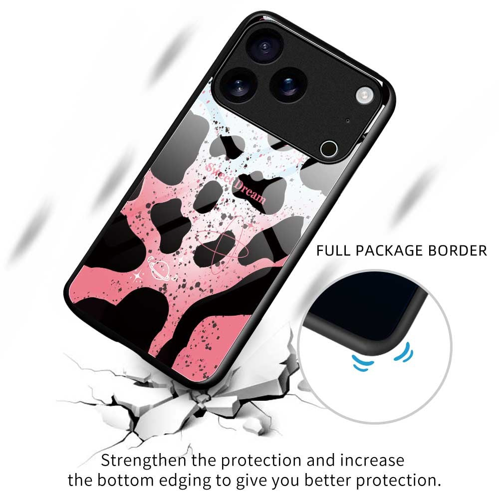 For iPhone 17 Pro Max Case PC TPU Tempered Glass Pattern Printing Phone Back Cover - B0121