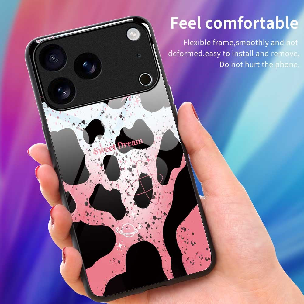 For iPhone 17 Pro Max Case PC TPU Tempered Glass Pattern Printing Phone Back Cover - B0121