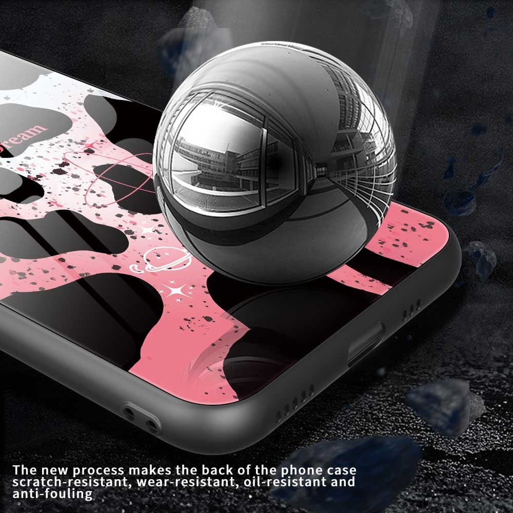 For iPhone 17 Pro Max Case PC TPU Tempered Glass Pattern Printing Phone Back Cover - B0121