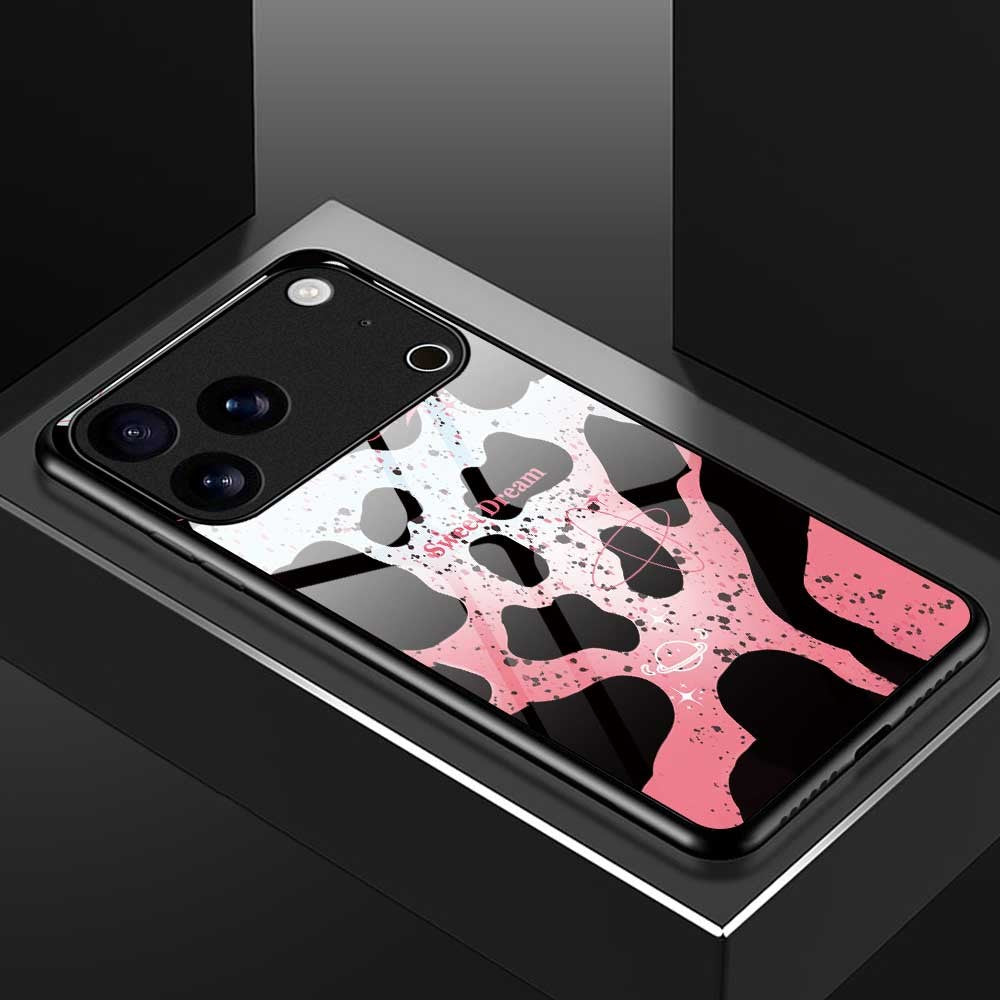 For iPhone 17 Pro Max Case PC TPU Tempered Glass Pattern Printing Phone Back Cover - B0121