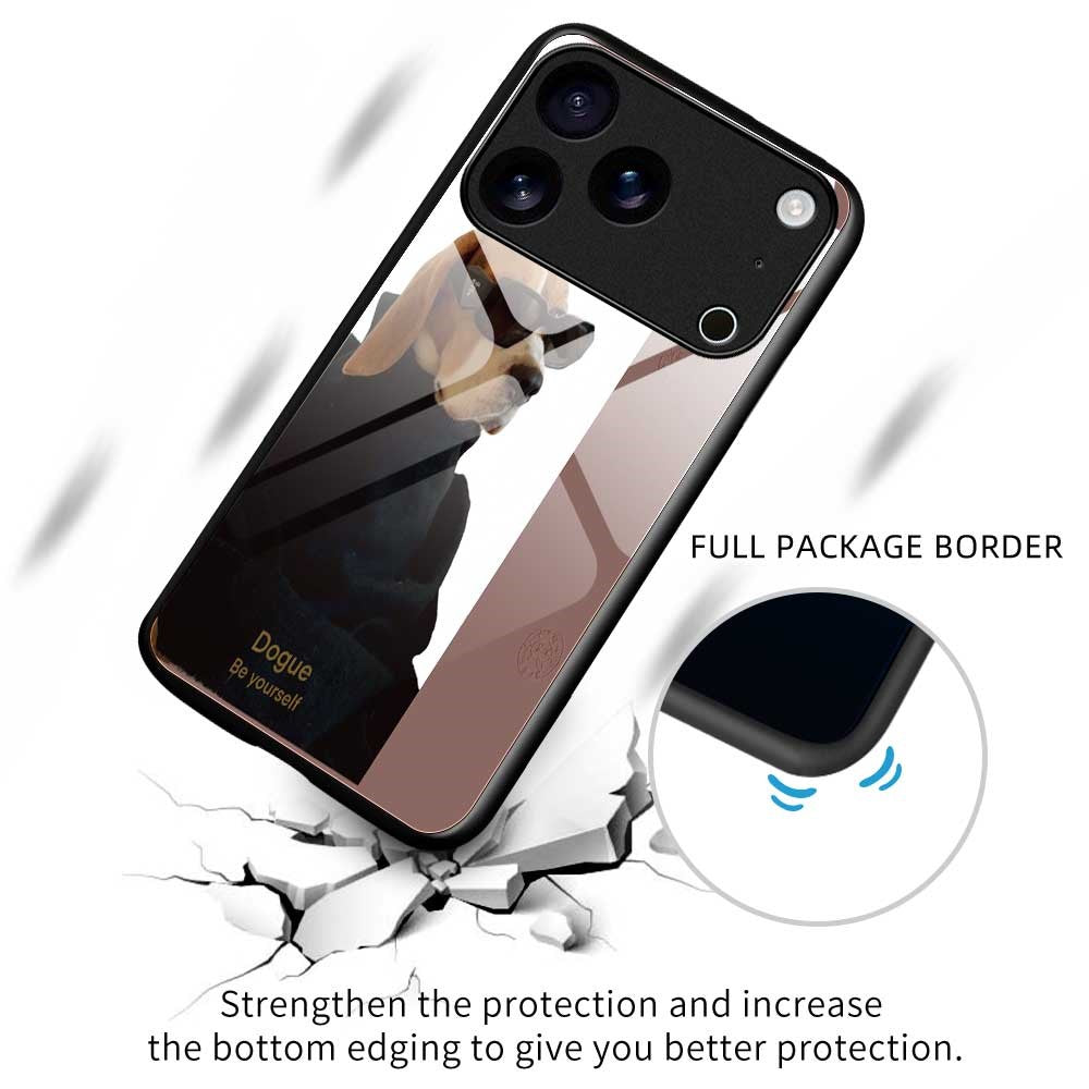 For iPhone 17 Pro Max Case PC TPU Tempered Glass Pattern Printing Phone Back Cover - B0122