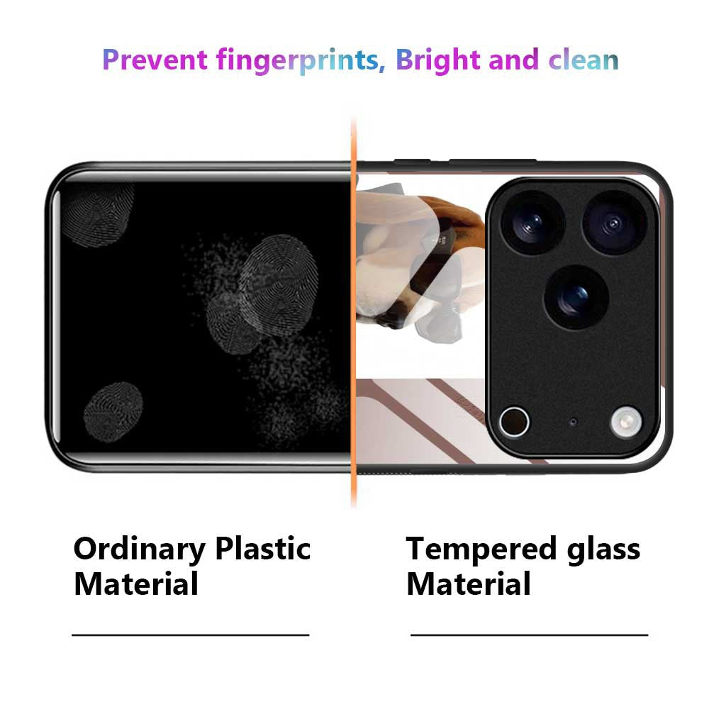 For iPhone 17 Pro Max Case PC TPU Tempered Glass Pattern Printing Phone Back Cover - B0122