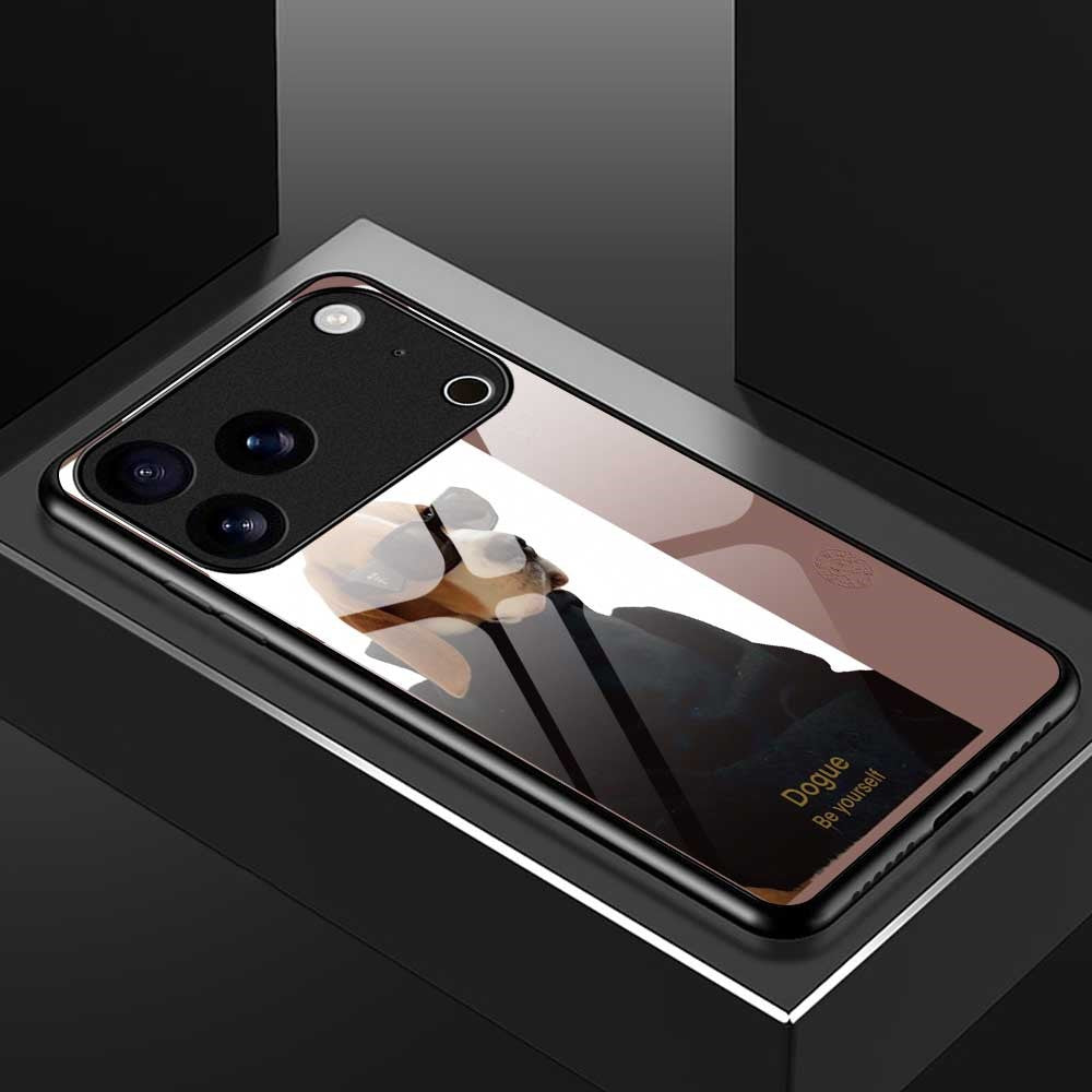 For iPhone 17 Pro Max Case PC TPU Tempered Glass Pattern Printing Phone Back Cover - B0122