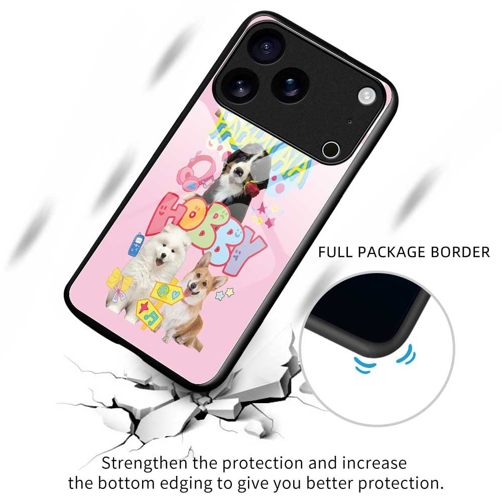 For iPhone 17 Pro Max Case PC TPU Tempered Glass Pattern Printing Phone Back Cover - B0123