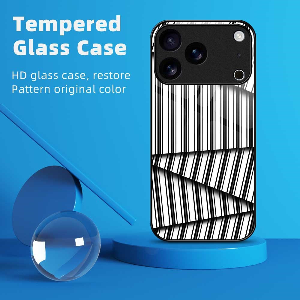 For iPhone 17 Pro Max Case PC TPU Tempered Glass Pattern Printing Phone Back Cover - B0128