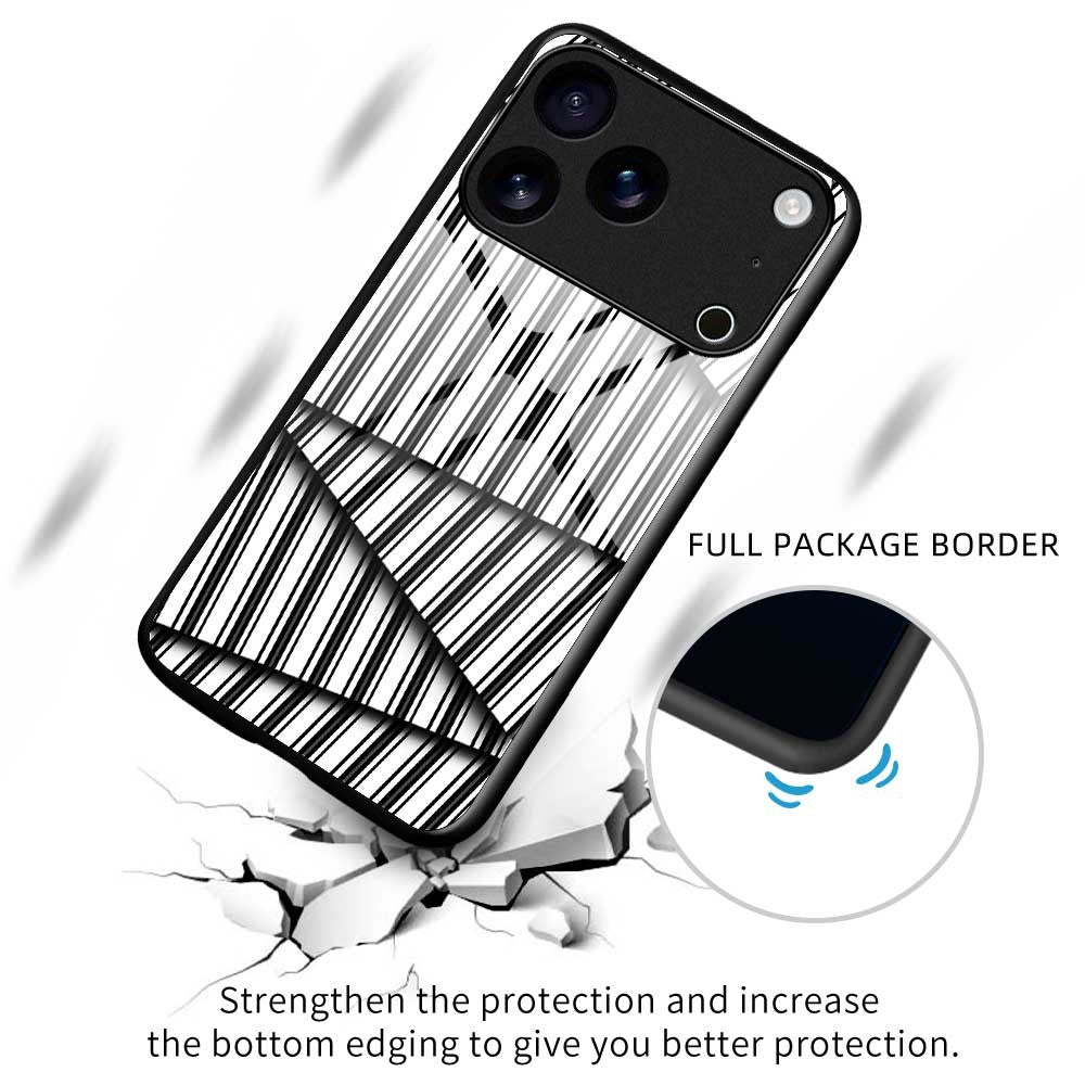 For iPhone 17 Pro Max Case PC TPU Tempered Glass Pattern Printing Phone Back Cover - B0128