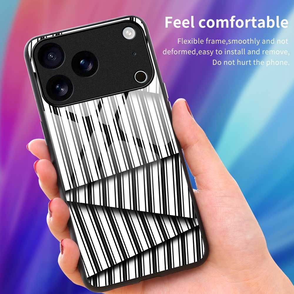 For iPhone 17 Pro Max Case PC TPU Tempered Glass Pattern Printing Phone Back Cover - B0128