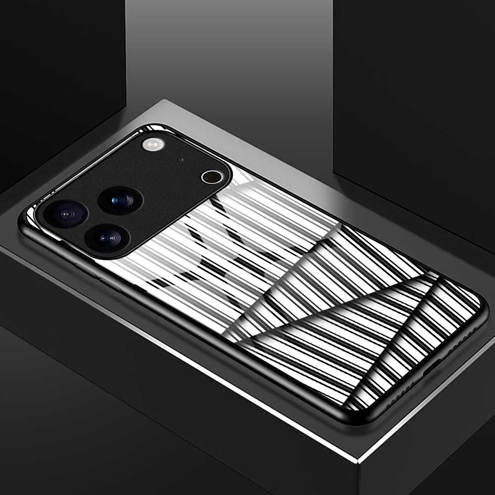 For iPhone 17 Pro Max Case PC TPU Tempered Glass Pattern Printing Phone Back Cover - B0128