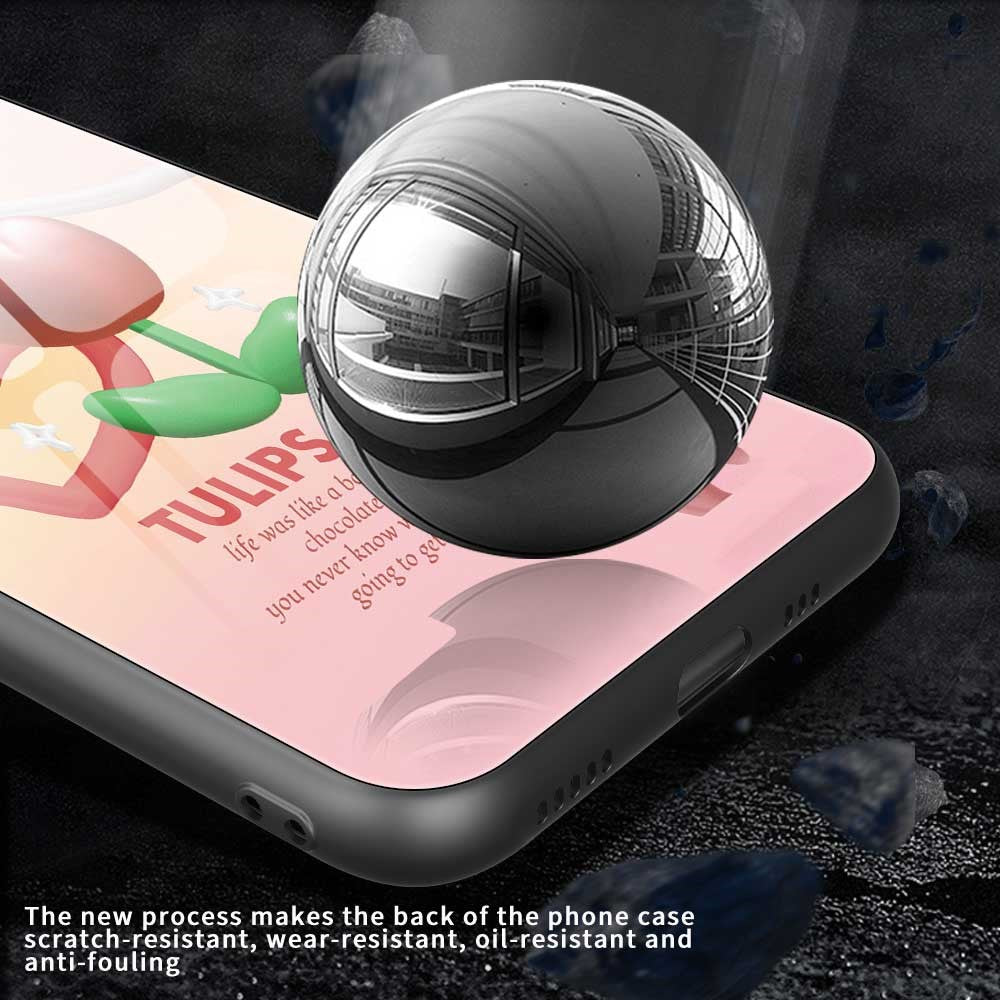 For iPhone 17 Pro Max Case PC TPU Tempered Glass Pattern Printing Phone Back Cover - B0130