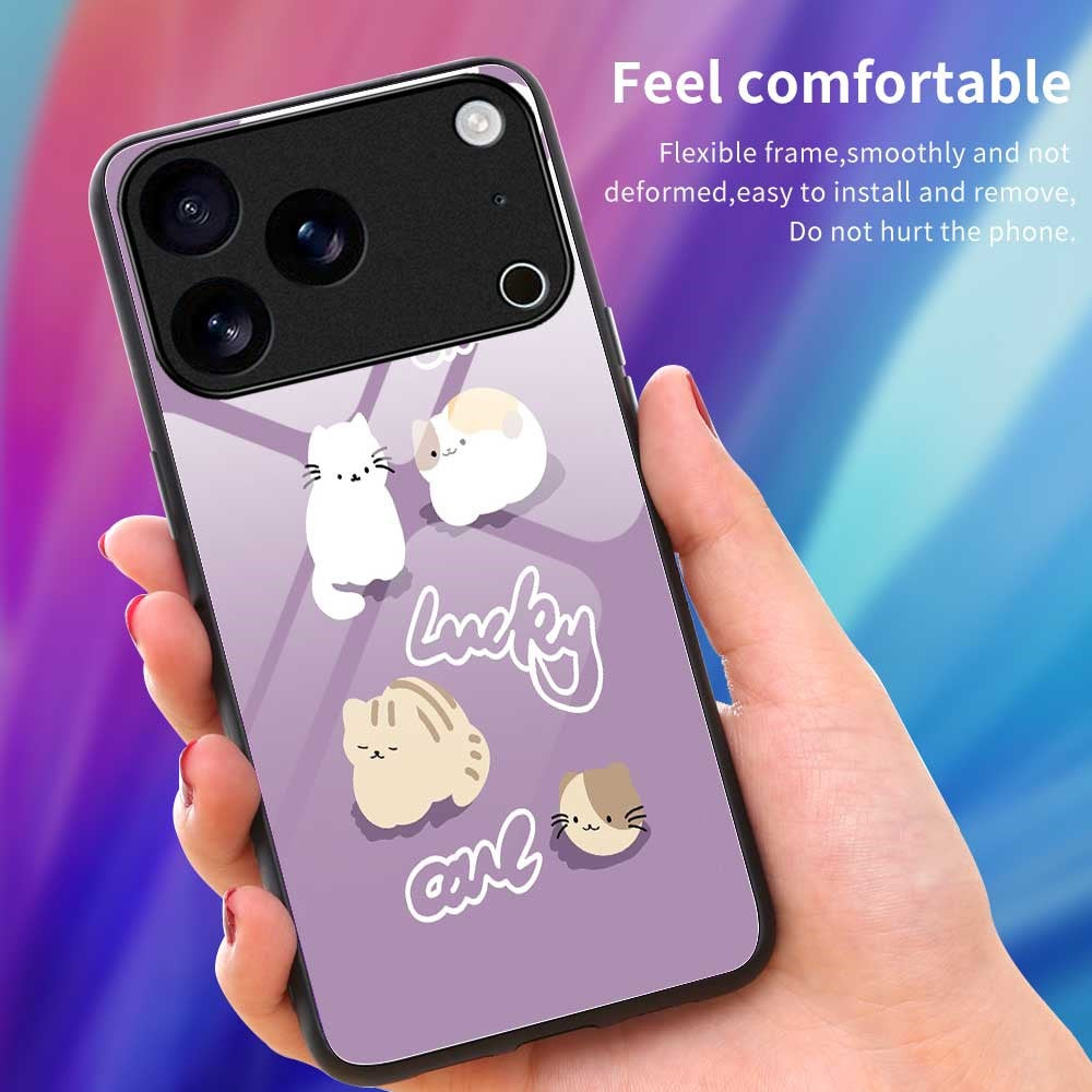 For iPhone 17 Pro Max Case PC TPU Tempered Glass Pattern Printing Phone Back Cover - B0131