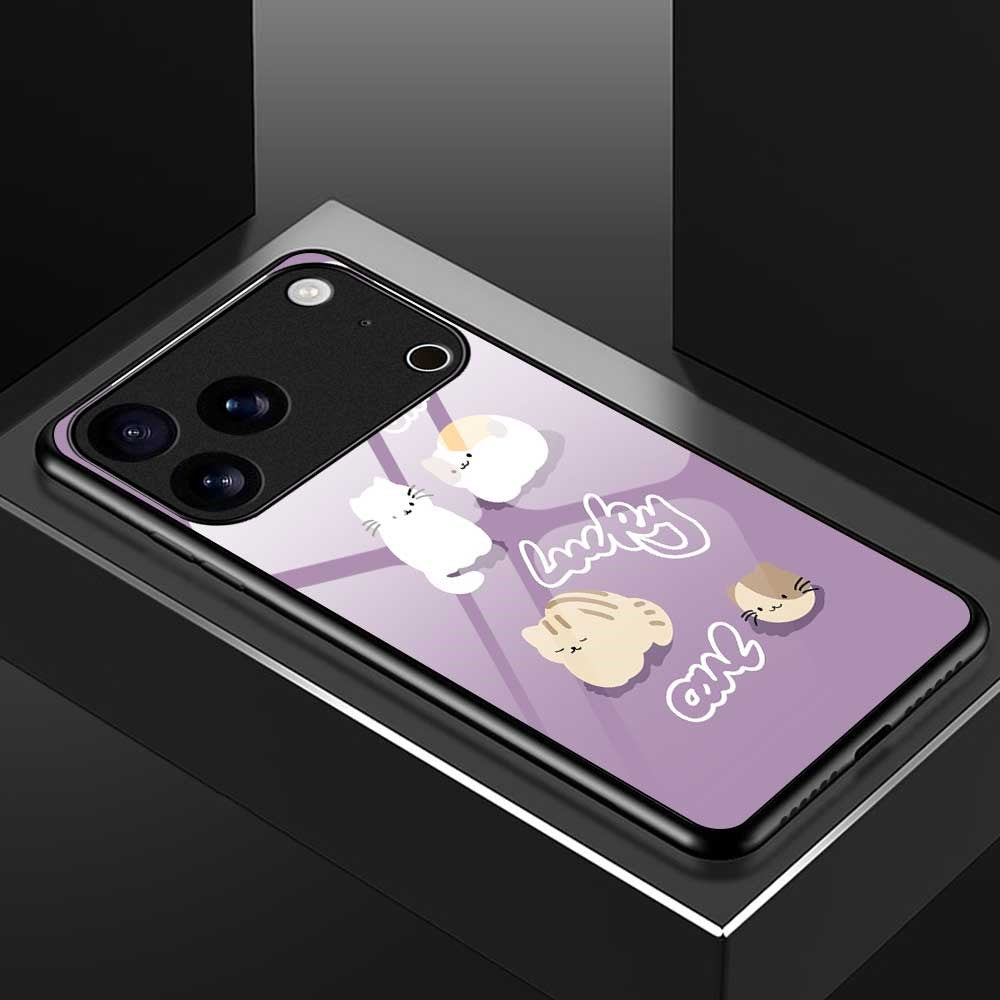 For iPhone 17 Pro Max Case PC TPU Tempered Glass Pattern Printing Phone Back Cover - B0131