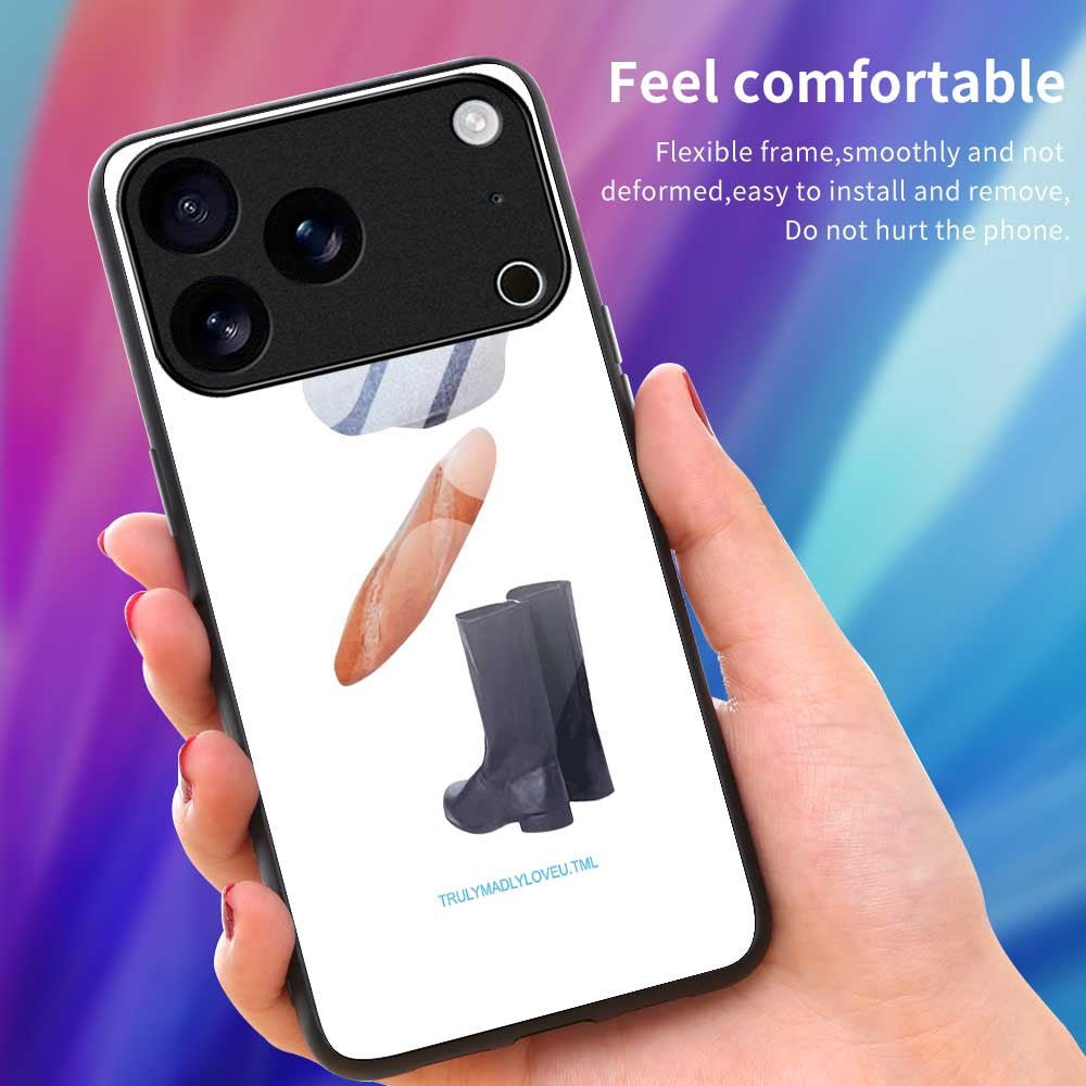 For iPhone 17 Pro Max Case PC TPU Tempered Glass Pattern Printing Phone Back Cover - B0133