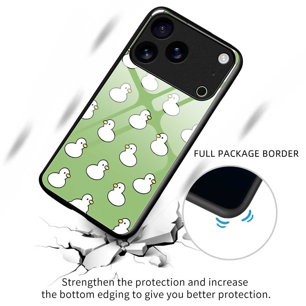 For iPhone 17 Pro Max Case PC TPU Tempered Glass Pattern Printing Phone Back Cover - B0136