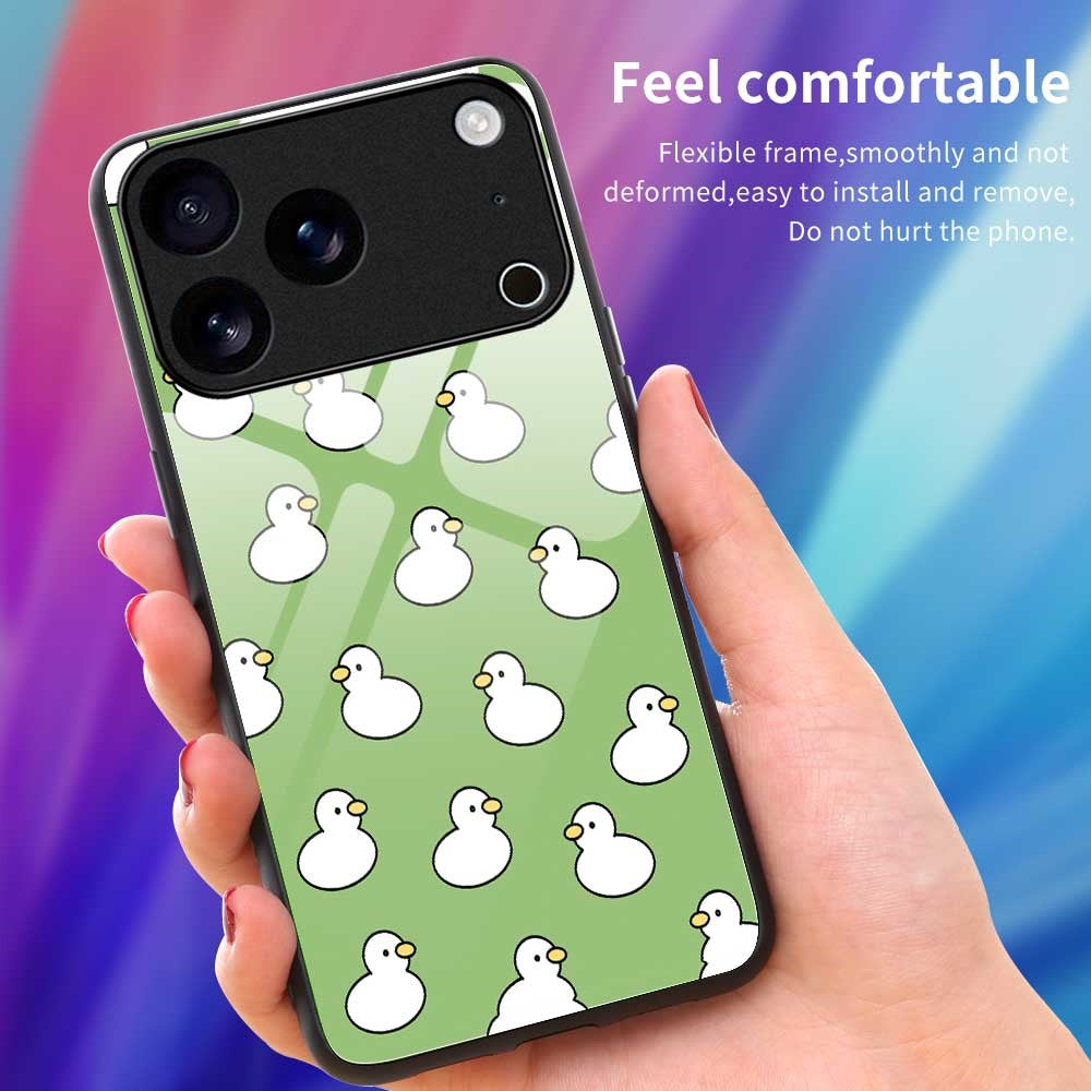 For iPhone 17 Pro Max Case PC TPU Tempered Glass Pattern Printing Phone Back Cover - B0136