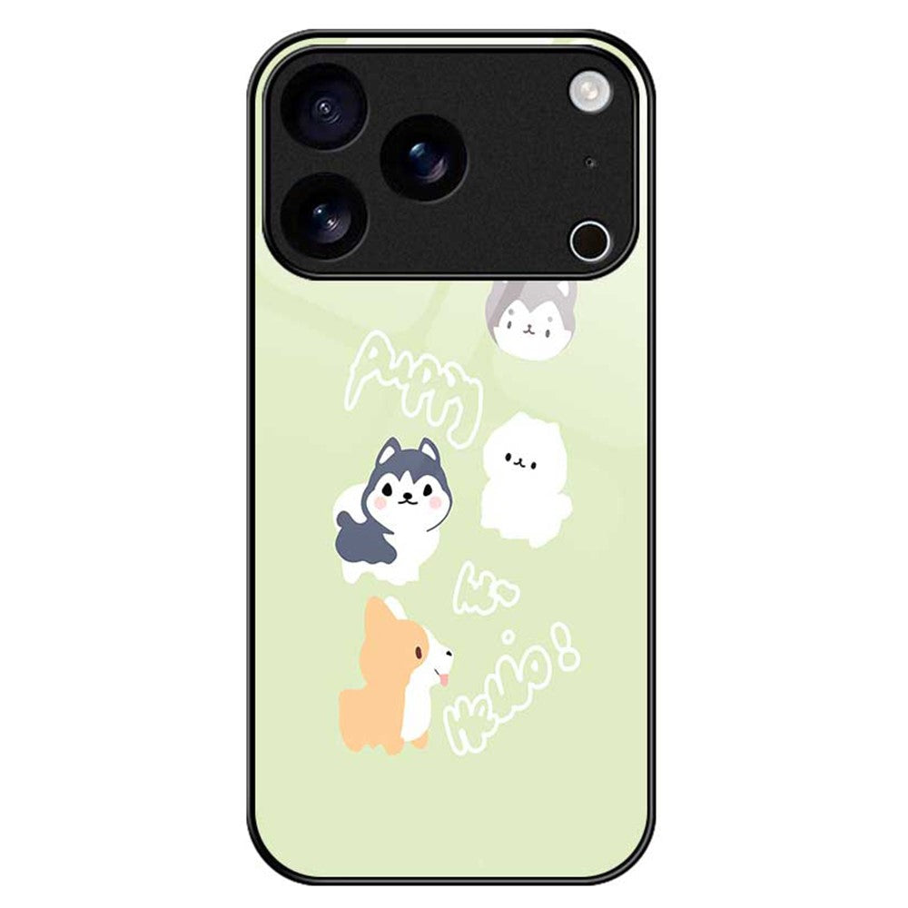 For iPhone 17 Pro Max Case PC TPU Tempered Glass Pattern Printing Phone Back Cover - B0139