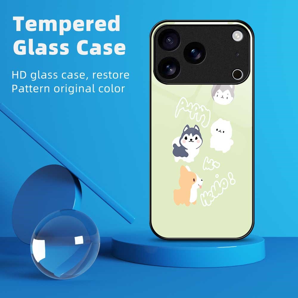 For iPhone 17 Pro Max Case PC TPU Tempered Glass Pattern Printing Phone Back Cover - B0139