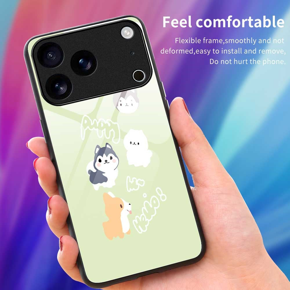 For iPhone 17 Pro Max Case PC TPU Tempered Glass Pattern Printing Phone Back Cover - B0139