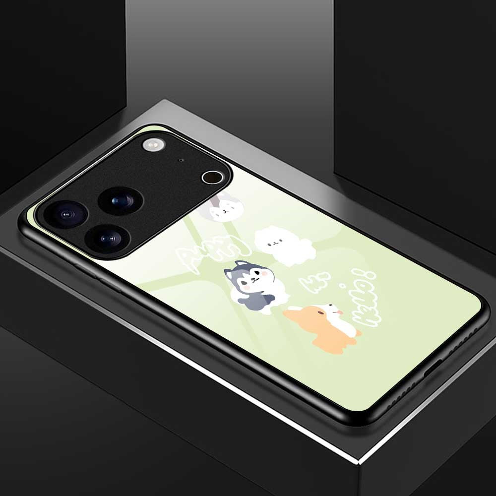 For iPhone 17 Pro Max Case PC TPU Tempered Glass Pattern Printing Phone Back Cover - B0139