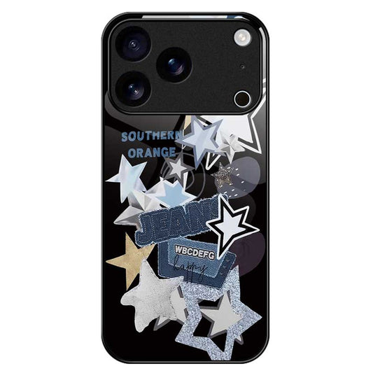 For iPhone 17 Pro Max Case PC TPU Tempered Glass Pattern Printing Phone Back Cover - B0140