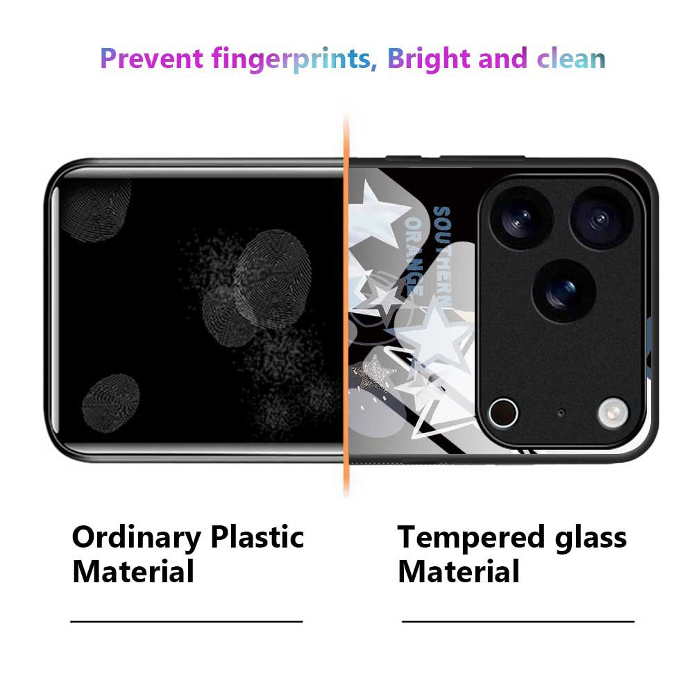 For iPhone 17 Pro Max Case PC TPU Tempered Glass Pattern Printing Phone Back Cover - B0140