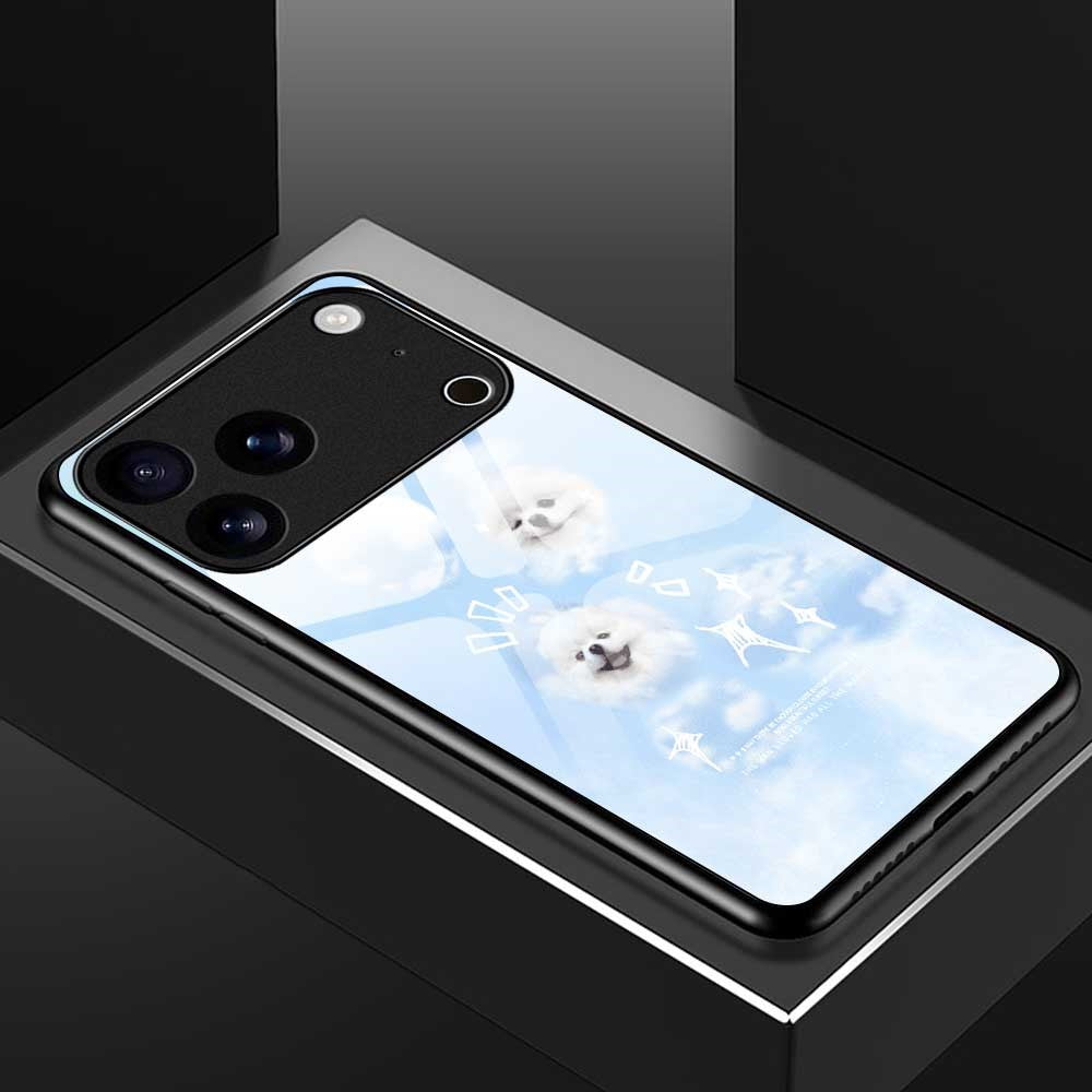 For iPhone 17 Pro Max Case PC TPU Tempered Glass Pattern Printing Phone Back Cover - B0141