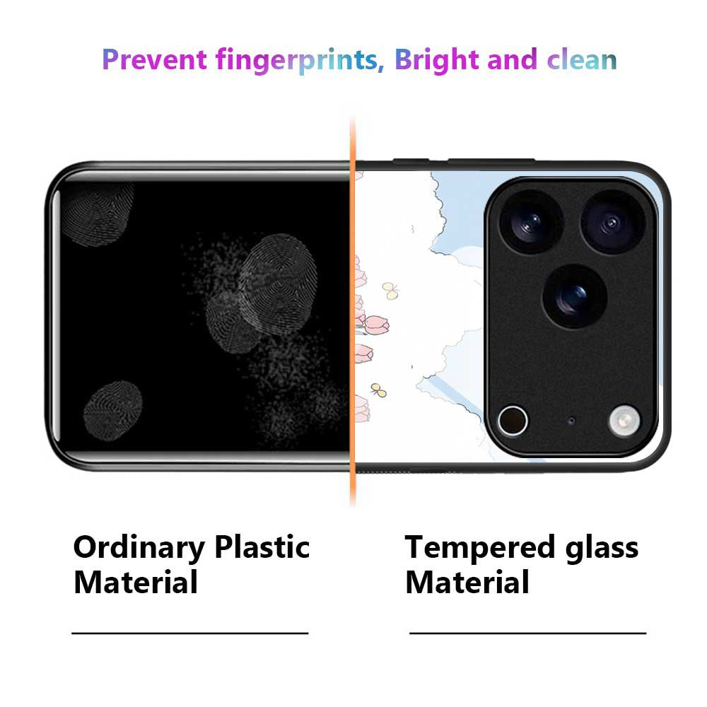 For iPhone 17 Pro Max Case PC TPU Tempered Glass Pattern Printing Phone Back Cover - B0142