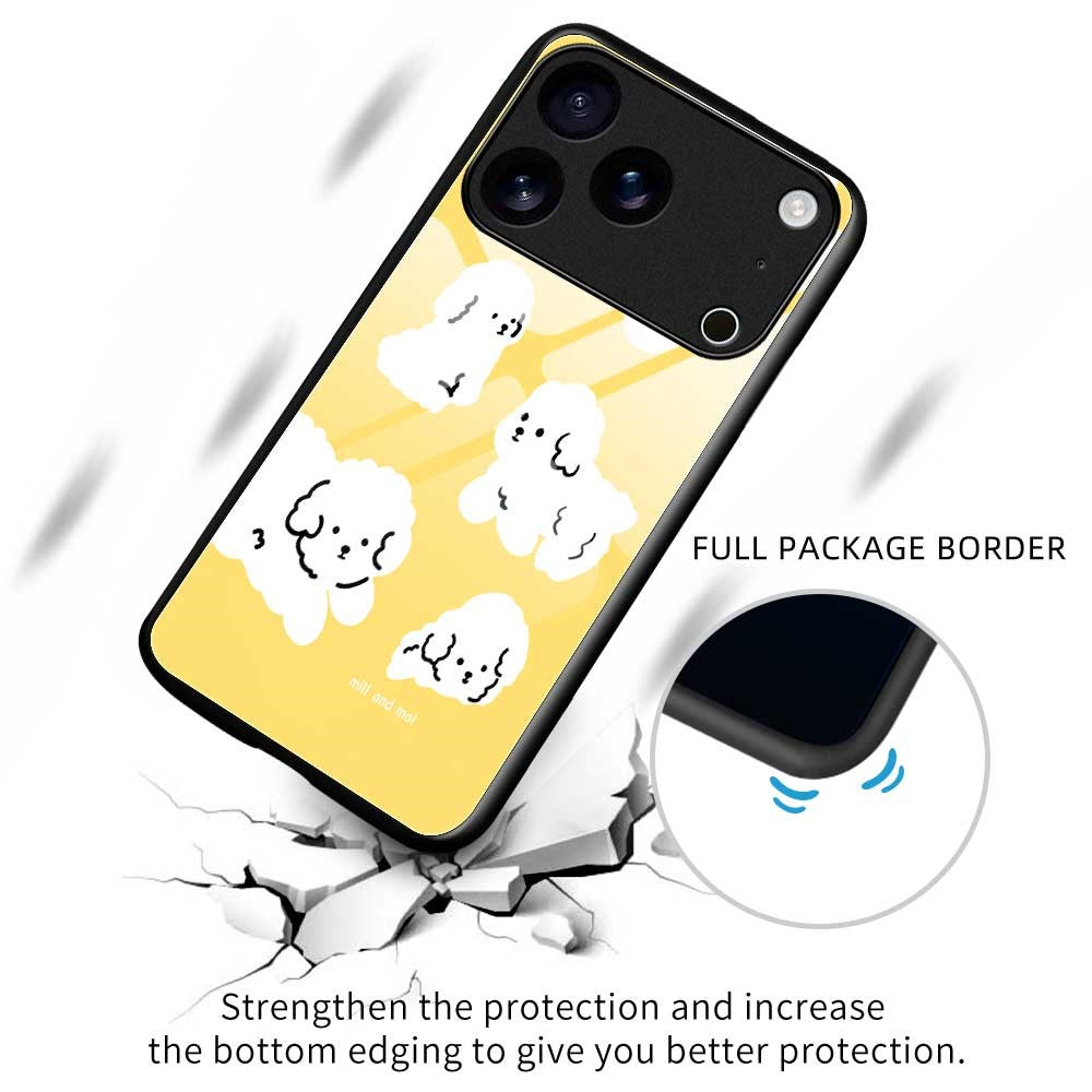 For iPhone 17 Pro Max Case TPU PC Tempered Glass Pattern Printing Phone Back Cover - B0143