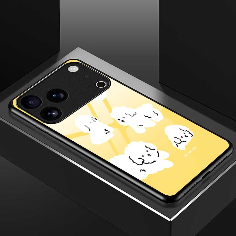 For iPhone 17 Pro Max Case TPU PC Tempered Glass Pattern Printing Phone Back Cover - B0143