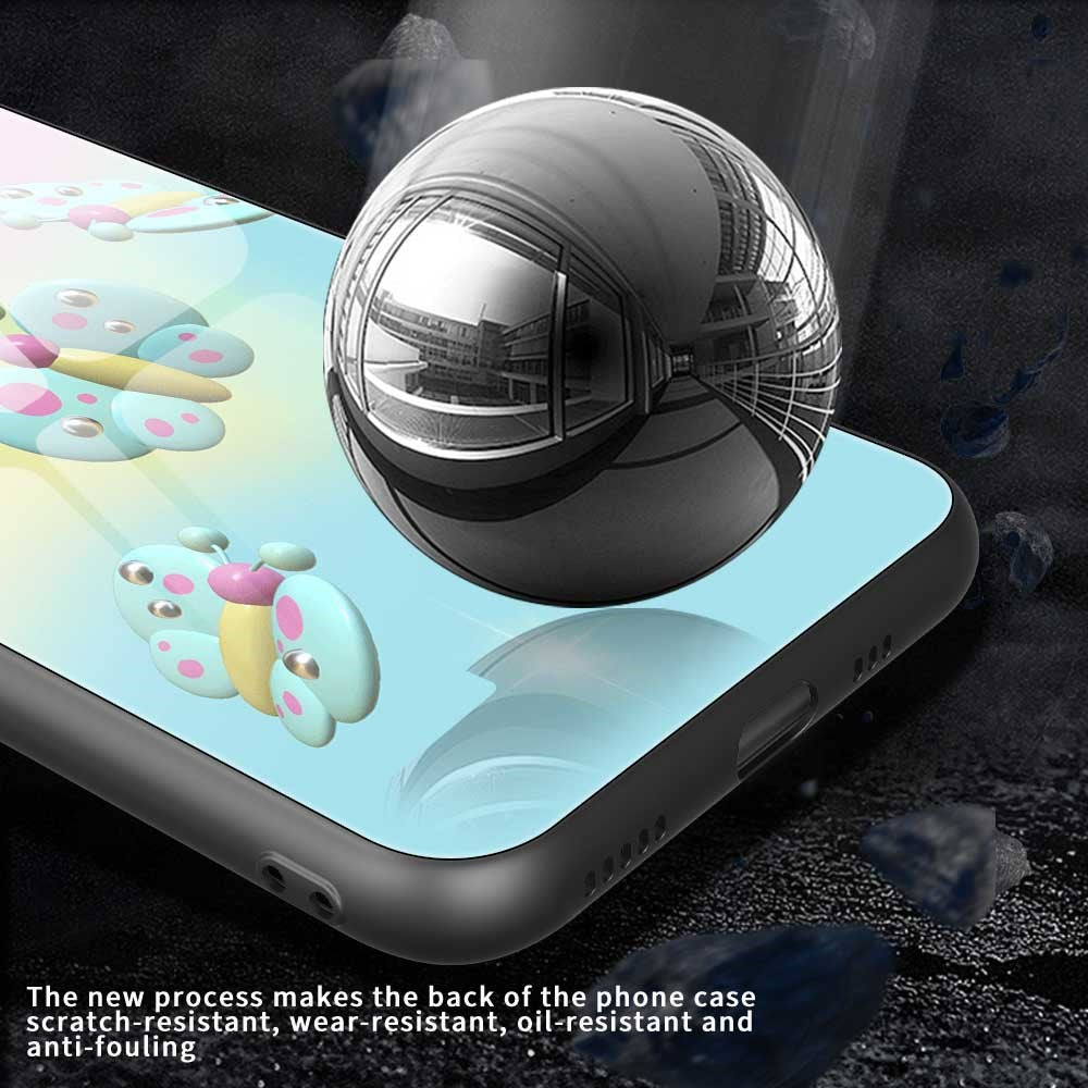 For iPhone 17 Pro Max Case TPU PC Tempered Glass Pattern Printing Phone Back Cover - B0146