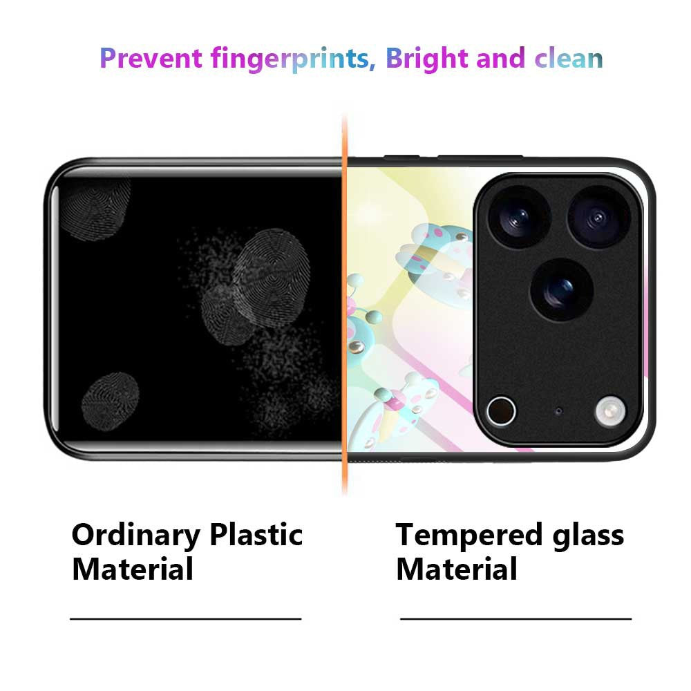 For iPhone 17 Pro Max Case TPU PC Tempered Glass Pattern Printing Phone Back Cover - B0146
