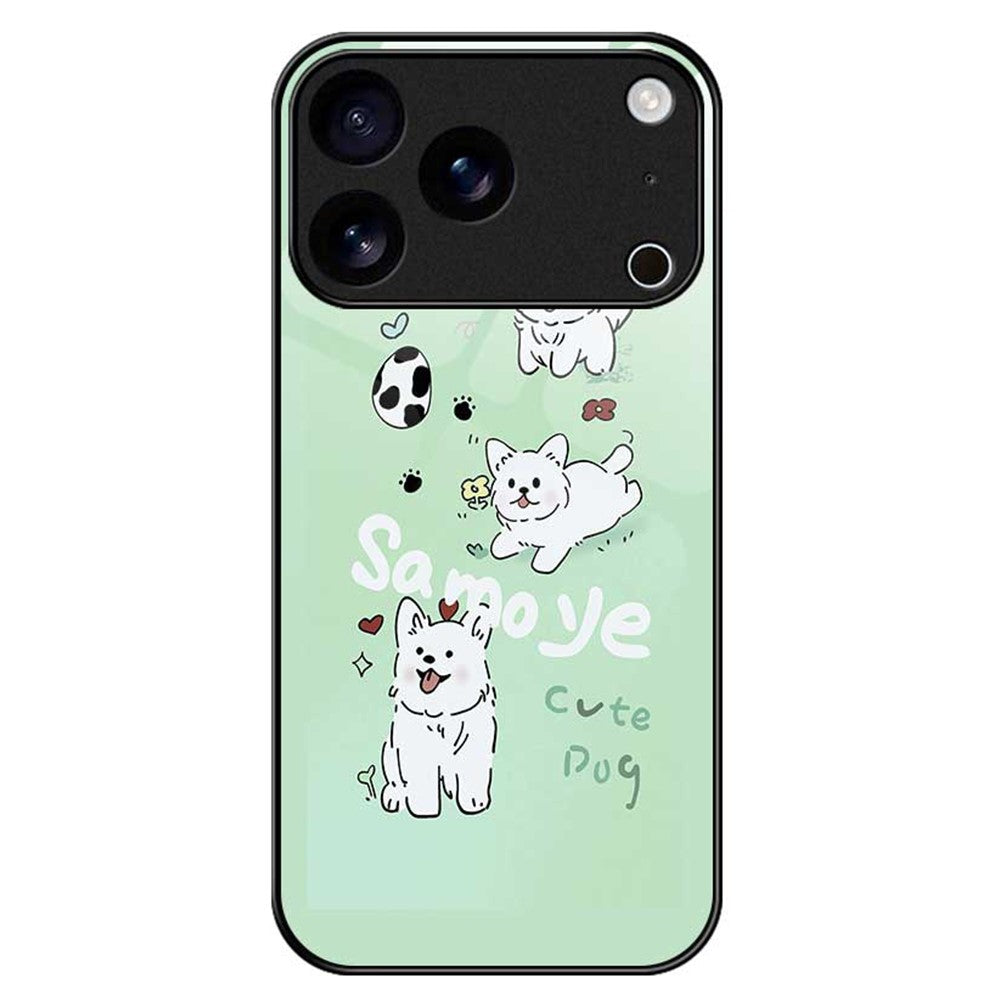 For iPhone 17 Pro Max Case TPU PC Tempered Glass Pattern Printing Phone Back Cover - B0147