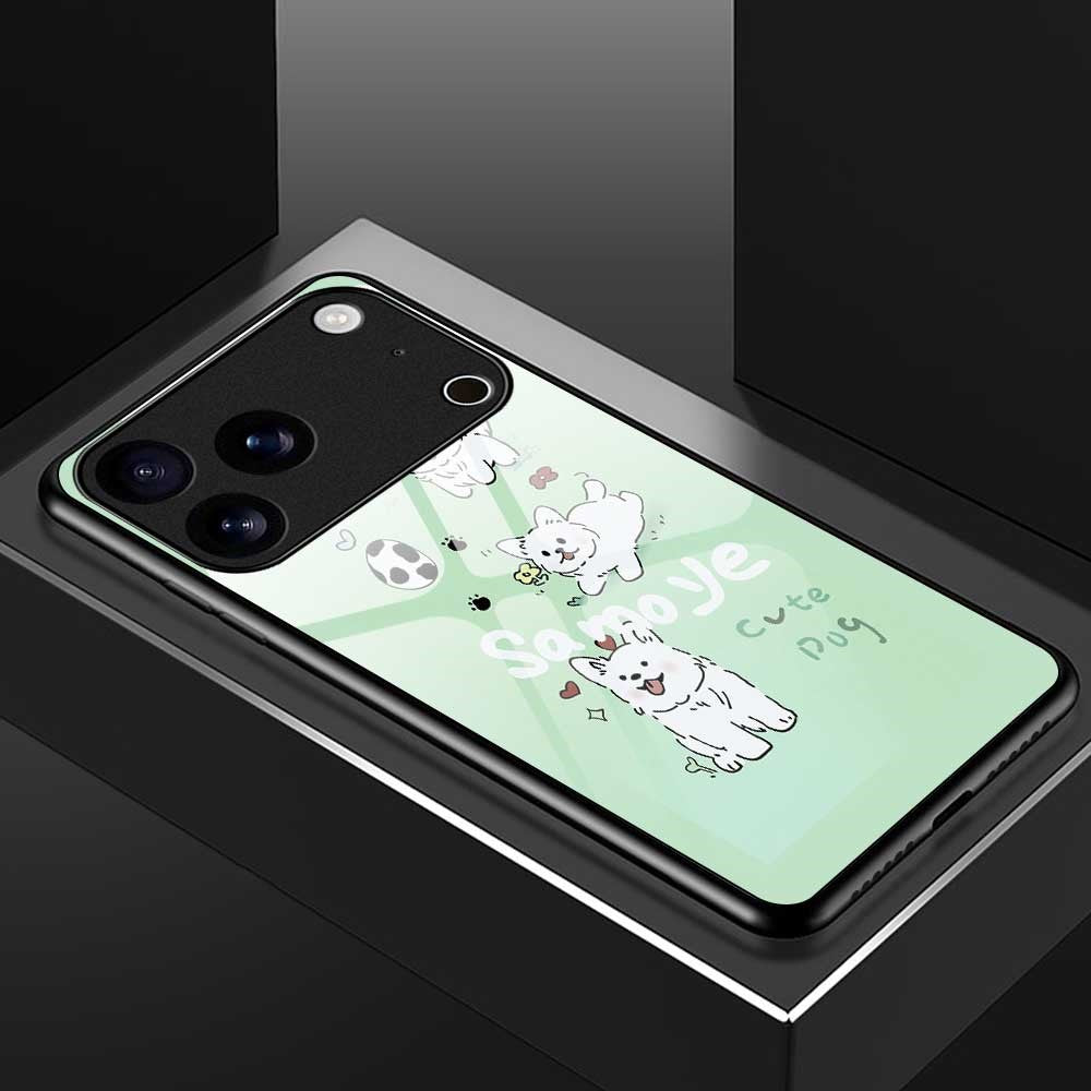 For iPhone 17 Pro Max Case TPU PC Tempered Glass Pattern Printing Phone Back Cover - B0147