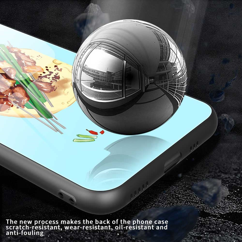 For iPhone 17 Pro Max Case TPU PC Tempered Glass Pattern Printing Phone Back Cover - B0148