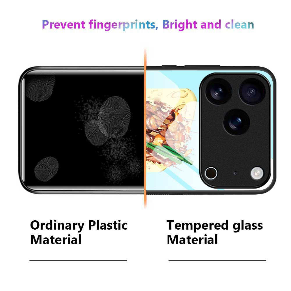 For iPhone 17 Pro Max Case TPU PC Tempered Glass Pattern Printing Phone Back Cover - B0148