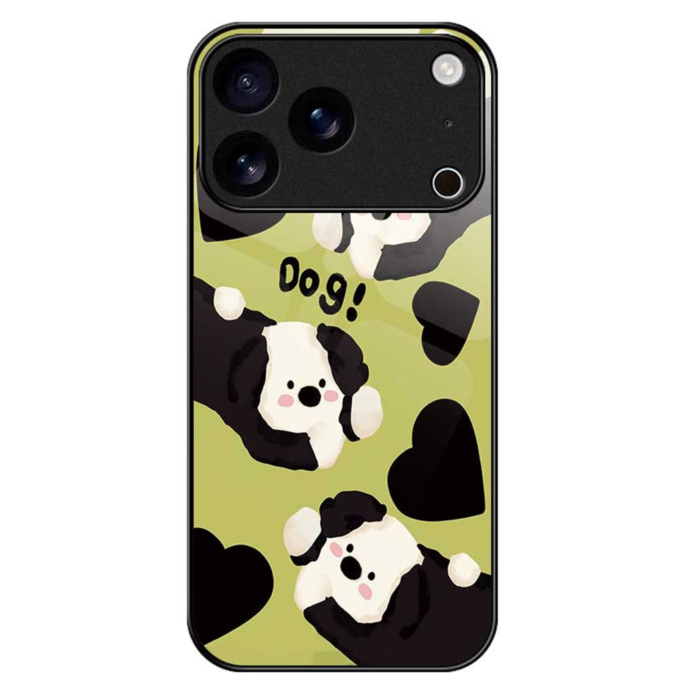 For iPhone 17 Pro Max Case TPU PC Tempered Glass Pattern Printing Phone Back Cover - B0149