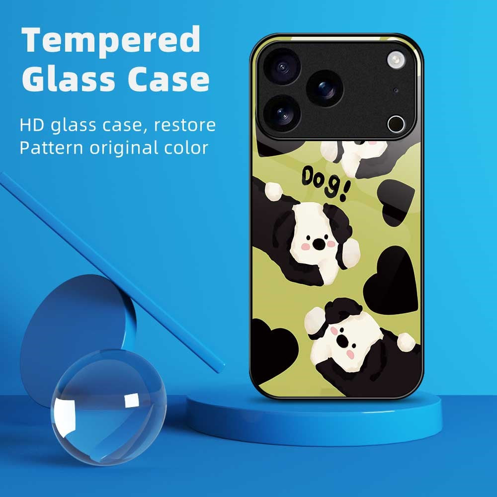 For iPhone 17 Pro Max Case TPU PC Tempered Glass Pattern Printing Phone Back Cover - B0149