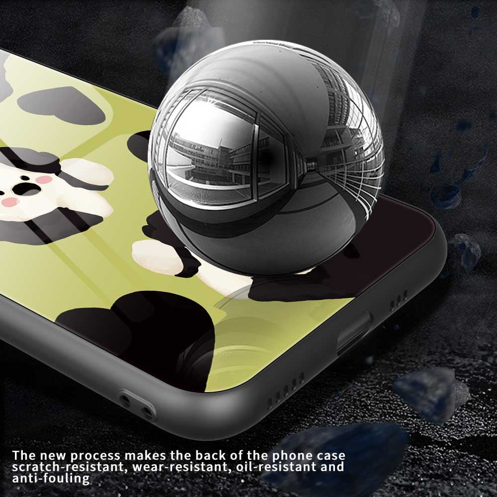 For iPhone 17 Pro Max Case TPU PC Tempered Glass Pattern Printing Phone Back Cover - B0149