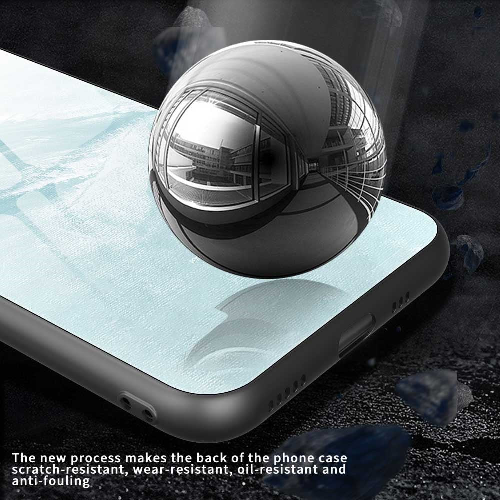For iPhone 17 Pro Max Case TPU PC Tempered Glass Pattern Printing Phone Back Cover - B0150